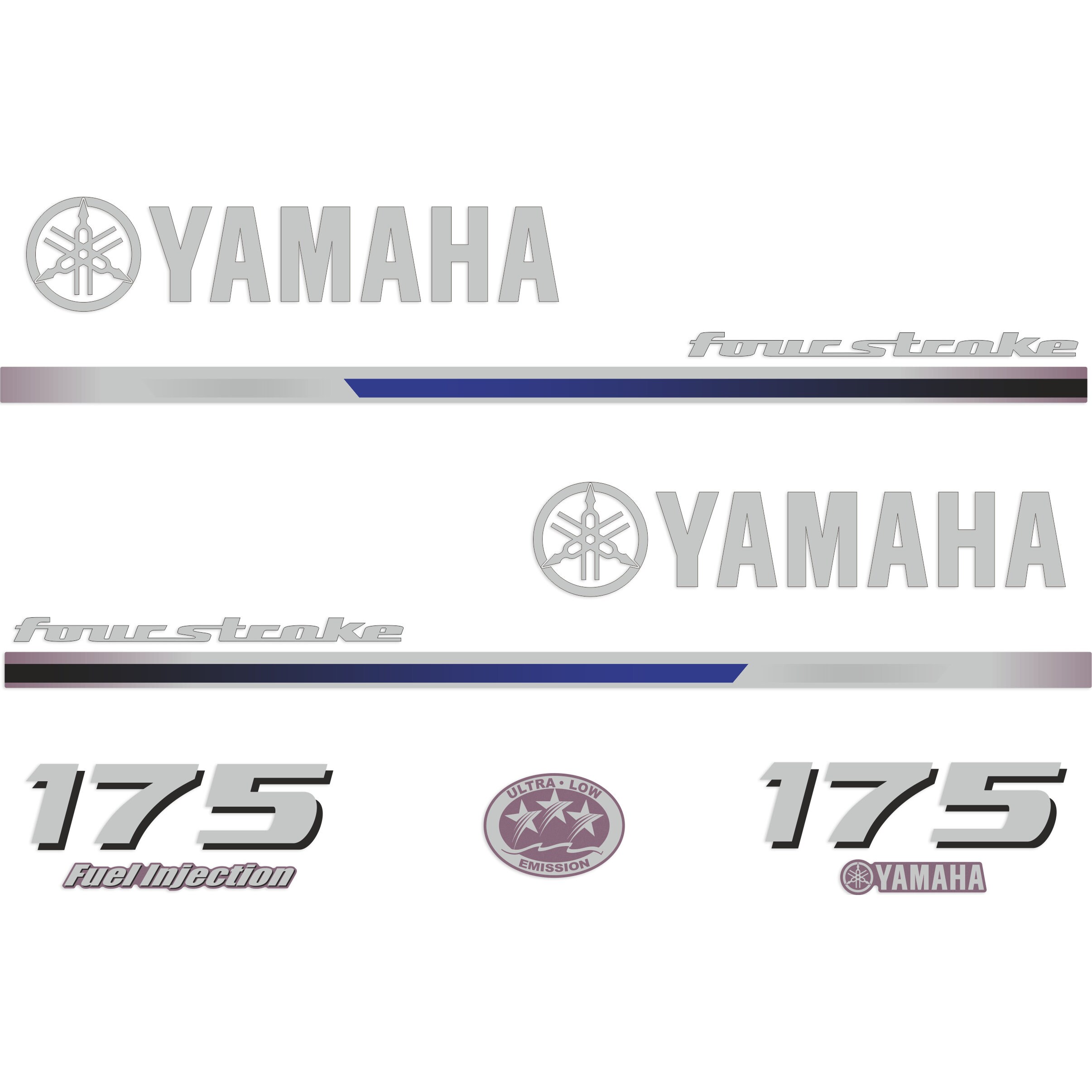 Yamaha 175HP Four Stroke Outboard Engine Decals Sticker Set