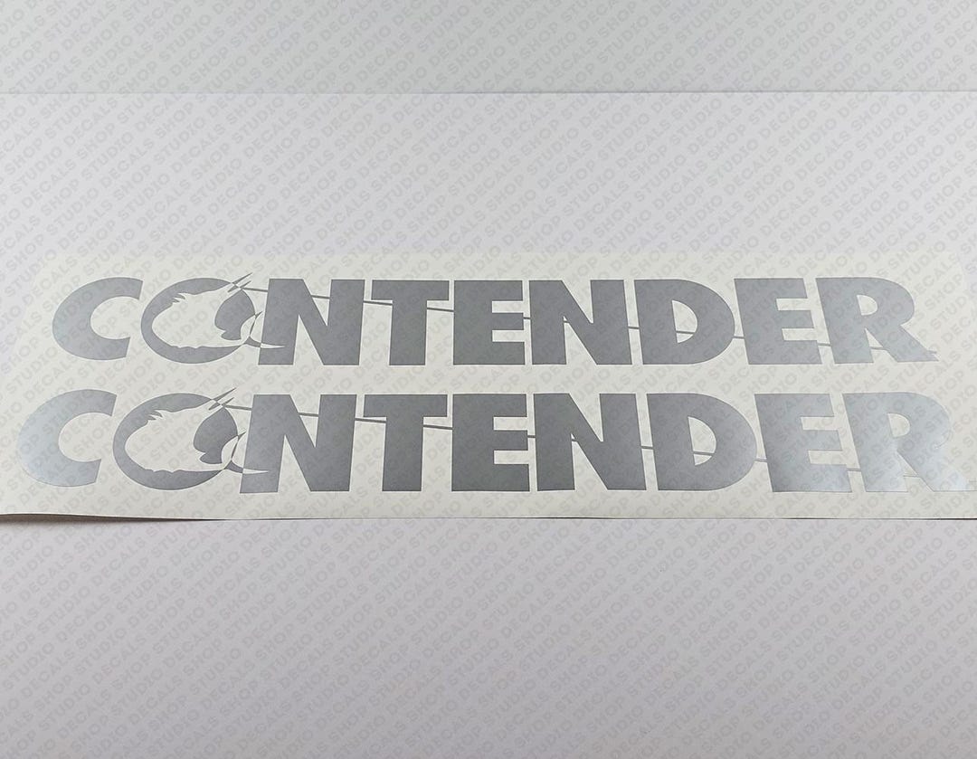 Contender Boat Logo Silver Decals Set of 2 X 26