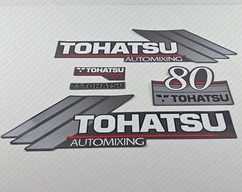 Tohatsu 80 HP Two Stroke Automixing outboard engine decals sticker set reproduction