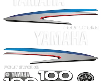 Reproduction d'un jeu d'autocollants pour moteur hors-bord Yamaha 100 CV quatre temps