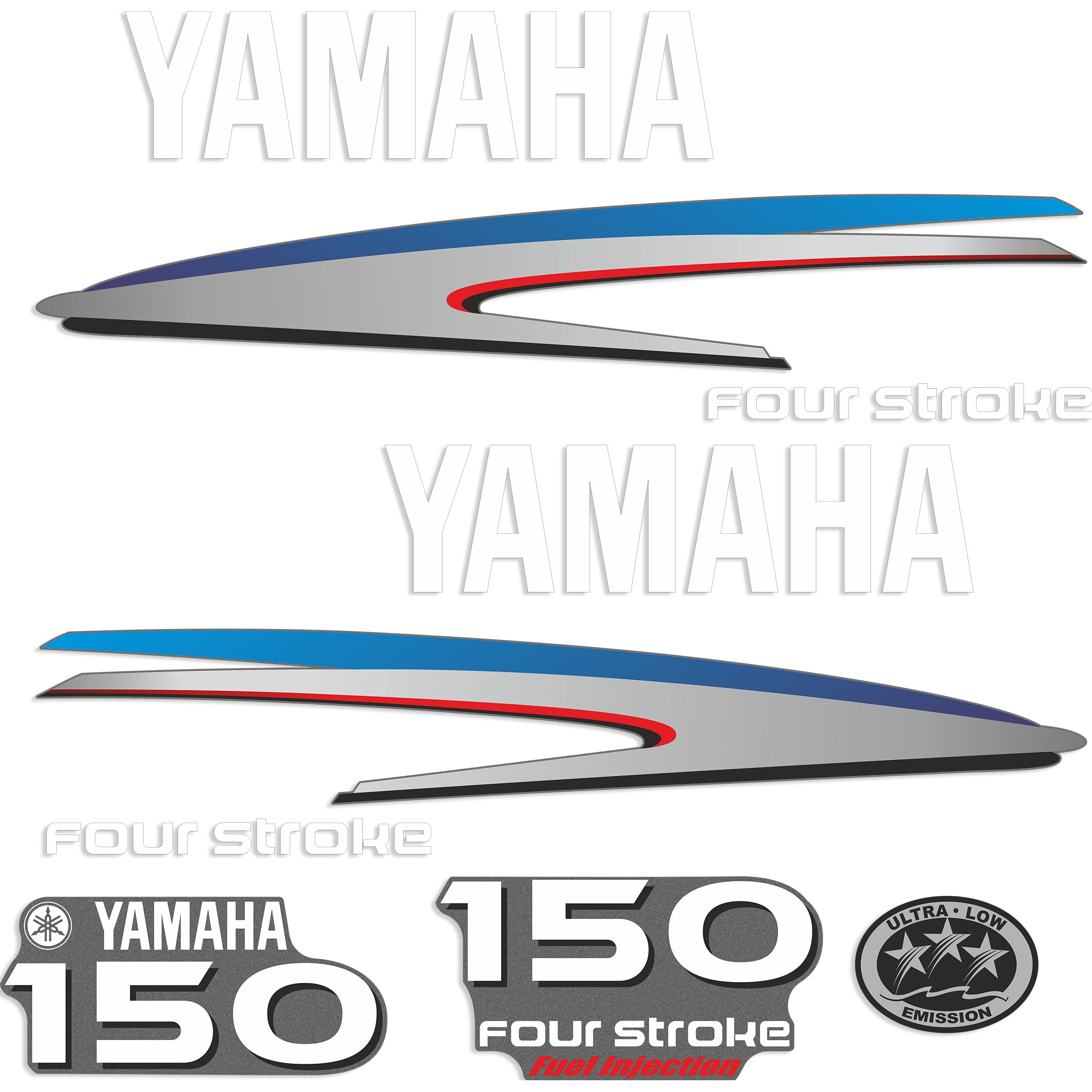 Yamaha 150 HP Four Stroke outboard engine decal sticker kit