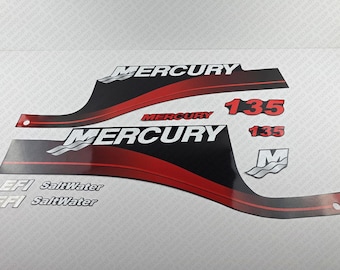 Mercury 135hp EFI SaltWater outboard engine decals sticker set reproduction