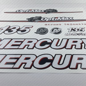 Reproduction d&#39;un jeu d&#39;autocollants pour moteur hors-bord Mercury 135 cv Optimax
