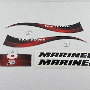 Reproduction d&#39;un jeu d&#39;autocollants pour moteur hors-bord Mariner 8 CV quatre temps