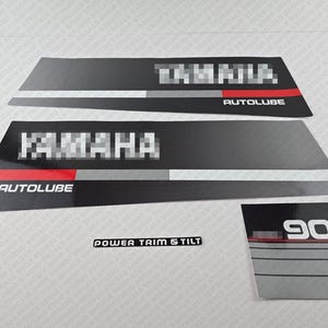 Yamaha 90 HP Autolube Two Stroke outboard engine decals sticker set reproduction