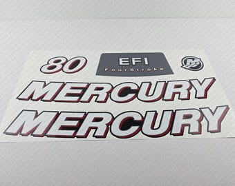 Mercury 80 HP Four Stroke EFI 2006-2012 outboard engine decals sticker set reproduction