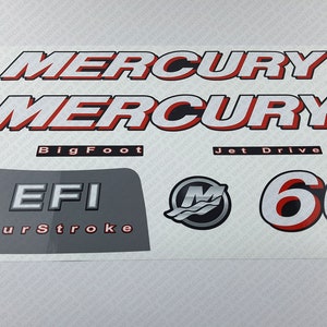 Mercury 60 HP Four Stroke EFI 2006 - 2010 Set outboard engine decals sticker set reproduction
