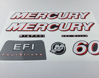 Mercury 60 HP Four Stroke EFI 2006 - 2010 Set outboard engine decals sticker set reproduction