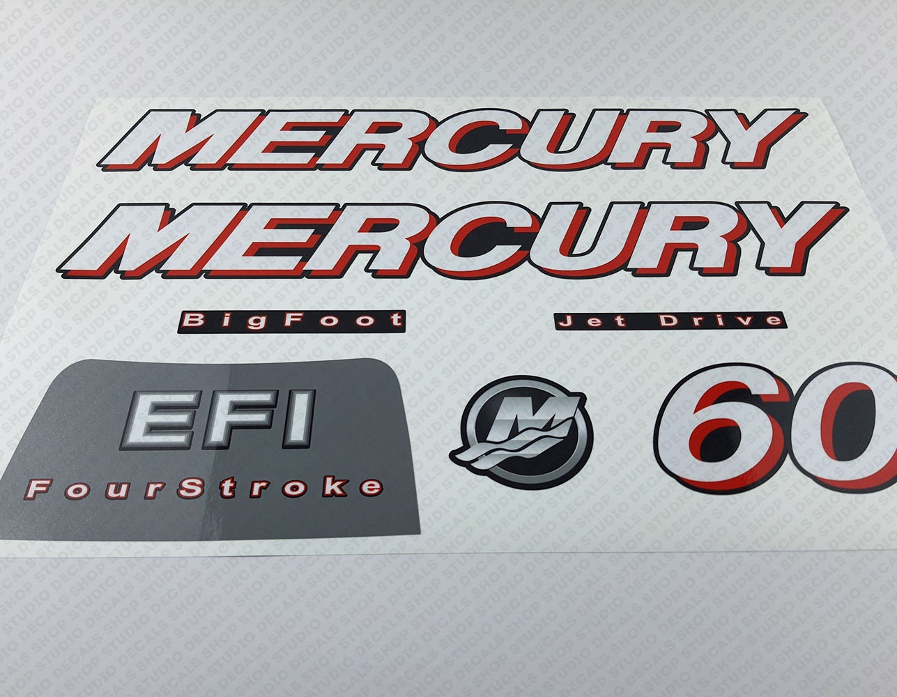 Mercury 60 HP Four Stroke EFI 2006 - 2010 Set di adesivi per motore fuoribordo