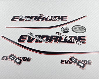 Evinrude 60HP E-tec White Cowling outboard engine decals sticker set reproduction