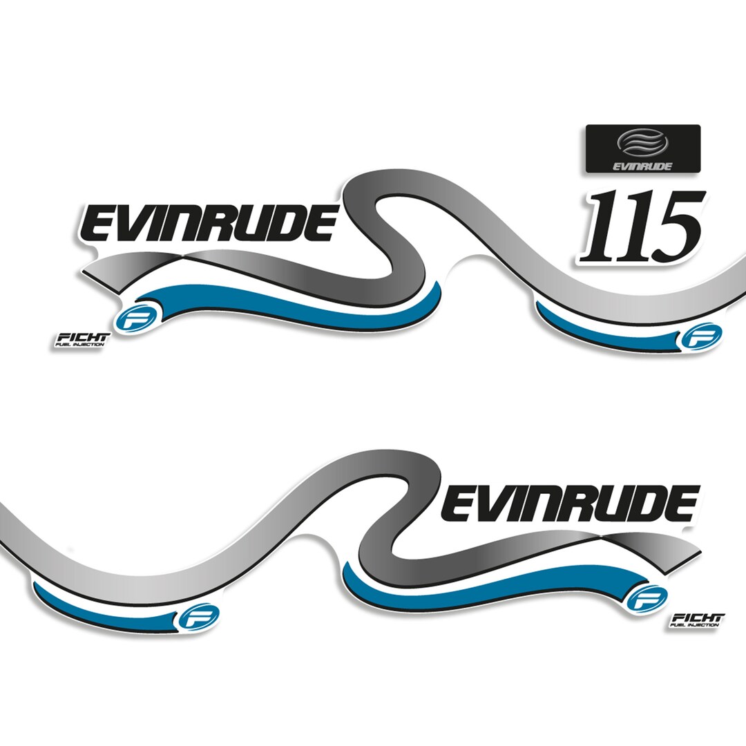 Discontinued Decals Evinrude 115hp Bombardier Outboard Decal Kit - 2002-2006 Engine Stickers