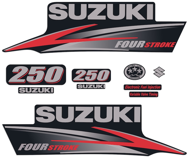 Suzuki DF250 250hp Four Stroke 2010-2013 outboard engine decals sticker set reproduction