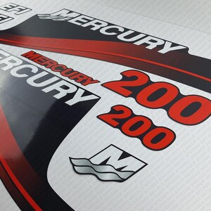 Mercury 150hp 2-Stroke Saltwater EFI Outboard Decals/Sticker Kit – Reproduction, Made In UK By Outboard Graphics