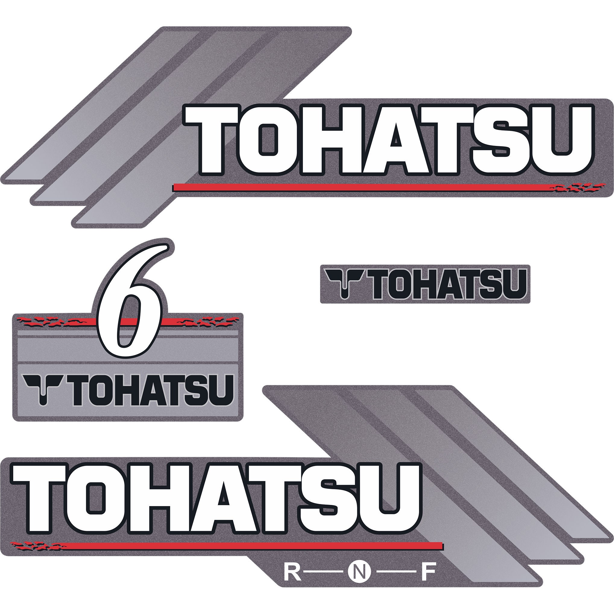 Tohatsu 6 HP Two Stroke 19962005 Outboard Engine Decals Sticker Set