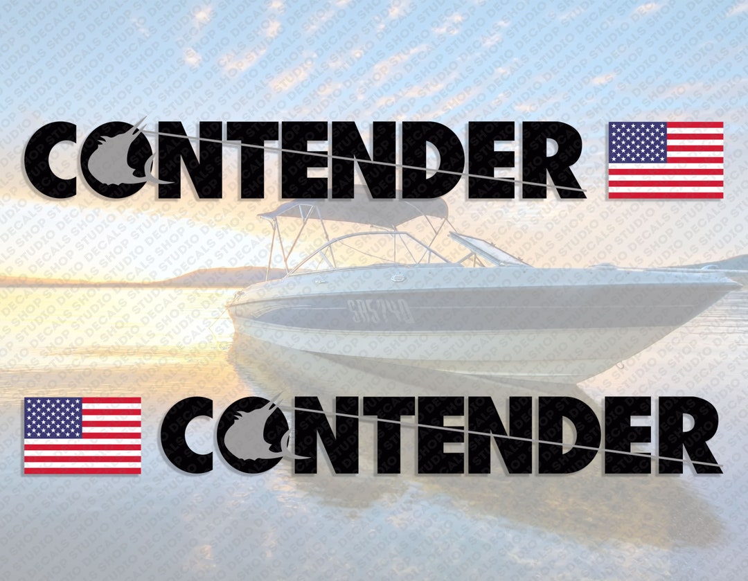 Contender Boat Logo USA Flag Black/gray Decals Set of 2 X 32 Etsy