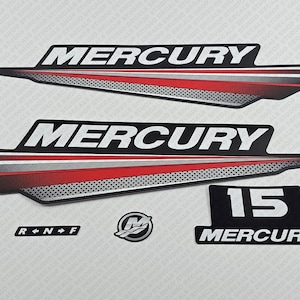 Mercury 15 HP Two Stroke New Model outboard engine decals sticker set reproduction