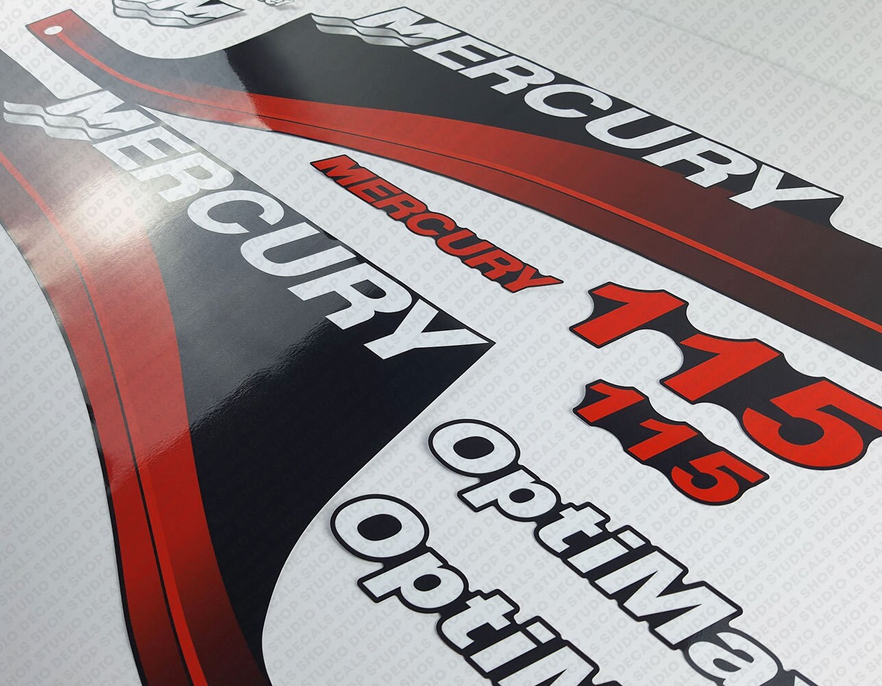 thumbnail image 2 of Blue Mercury 115 Hp Optimax Saltwater Outboard Engine Decal Sticker Set 2 of 6