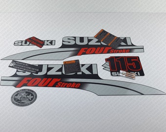 Reproducción de calcomanías y pegatinas para motor fueraborda Suzuki DF115 de 115 hp y cuatro tiempos (2003-2009)