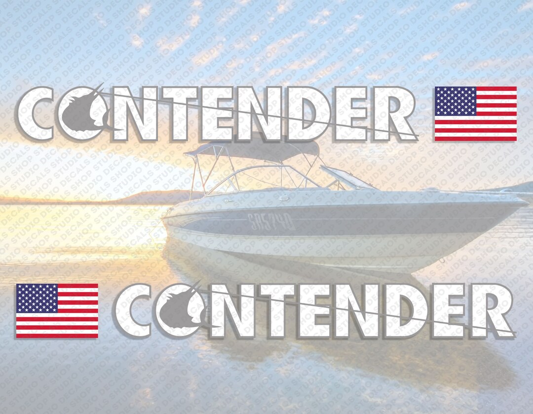 Contender Boat Logo USA Flag White/gray Decals Set of 2 X 32 Etsy