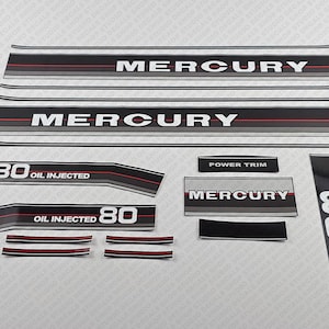Mercury 80 HP Two Stroke Oil Injected 87-88 outboard engine decals sticker set reproduction