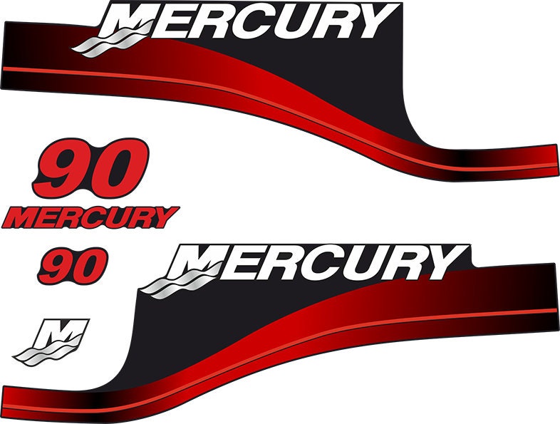Automotive Mercury 90 hp Two Stroke outboard engine decals RED sticker