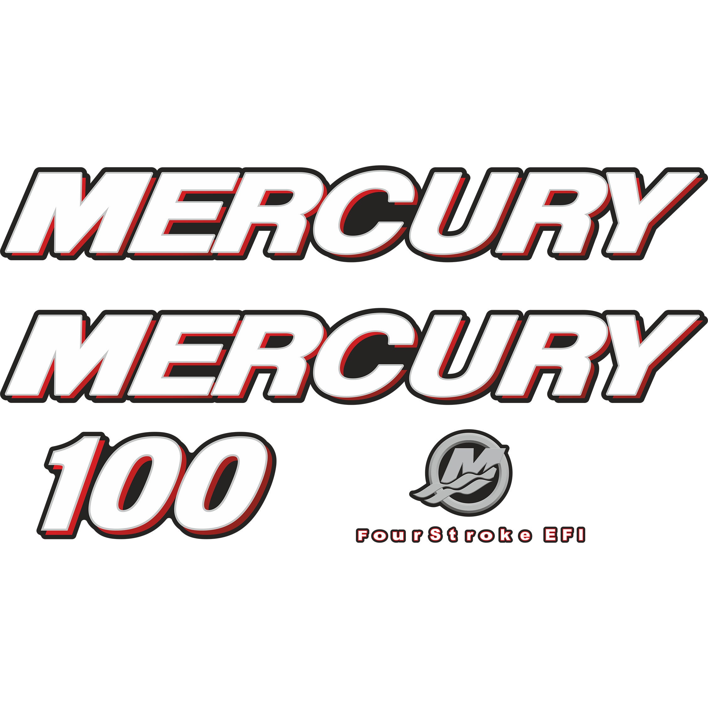 Mercury 100 HP Four Stroke EFI Outboard Engine Decals Sticker Set Reproduction Etsy