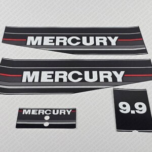 thumbnail interactive-video image 1 of Mercury 9.9 Two-Stroke Outboard Vinyl Decal Set – BOAT-MOTO Reproduction – ORACAL Vinyl – Lettering Sticker 1 of 4