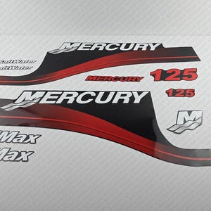 Reproduction d&#39;un jeu d&#39;autocollants pour moteur hors-bord Mercury 125 cv Optimax Saltwater