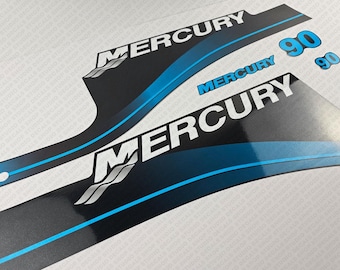 90 Hp Mercury Outboard Mercury 90 HP Two-Stroke Outboard Engine Decal Set – Red Reproduction Stickers Mercury 150 Outboard Decals - Foto 6