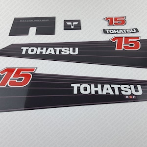 Tohatsu 15 HP 1990-2002 outboard engine decals sticker set reproduction