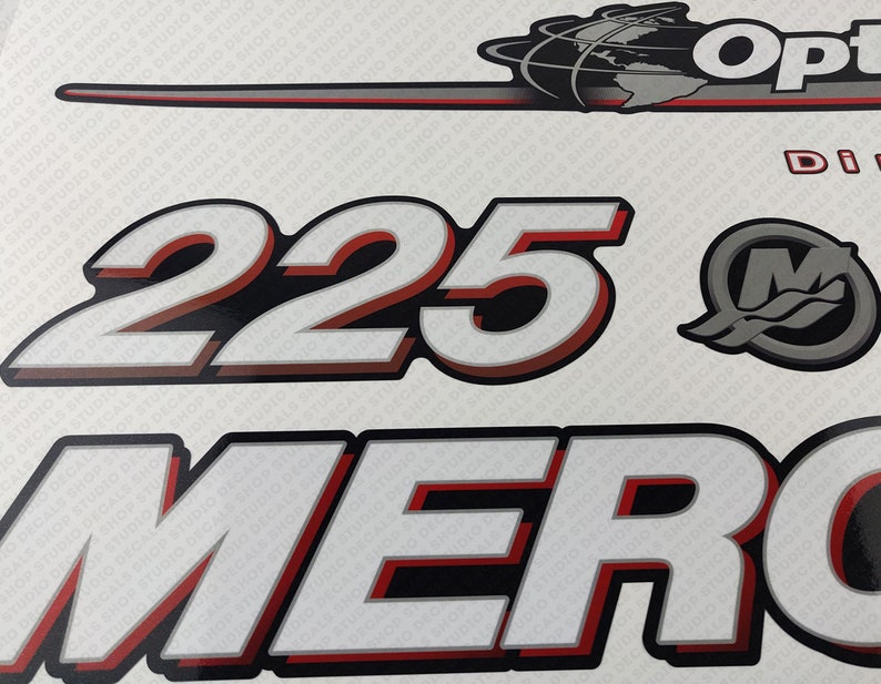 Mercury 225 Hp Optimax Outboard Engine Decals Sticker Set Reproduction ...