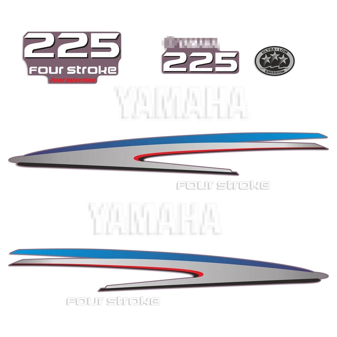 Yamaha 225 HP Four Stroke Outboard Engine Decals Sticker Set ...