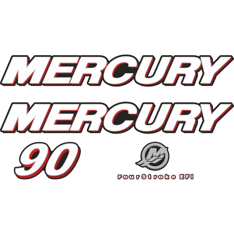 thumbnail image 2 of Mercury 40 HP Four Stroke EFI Outboard Engine Decals Sticker Set (2006-2010) 2 of 6