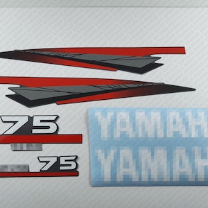 Yamaha  75 HP Two Stroke outboard engine decals sticker set reproduction