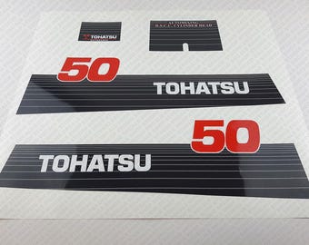 Tohatsu 50 HP Automixing 2002 and earlier outboard engine decals sticker set reproduction
