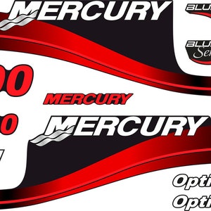 Jeu d&#39;autocollants pour moteurs hors-bord Mercury 200 ch Optmax BlueWater série
