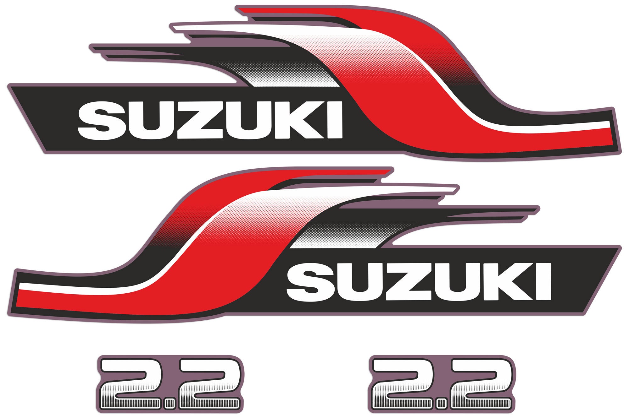 Suzuki DT2.2 2.2hp Two Stroke 1998 Outboard Engine Decals Sticker Set