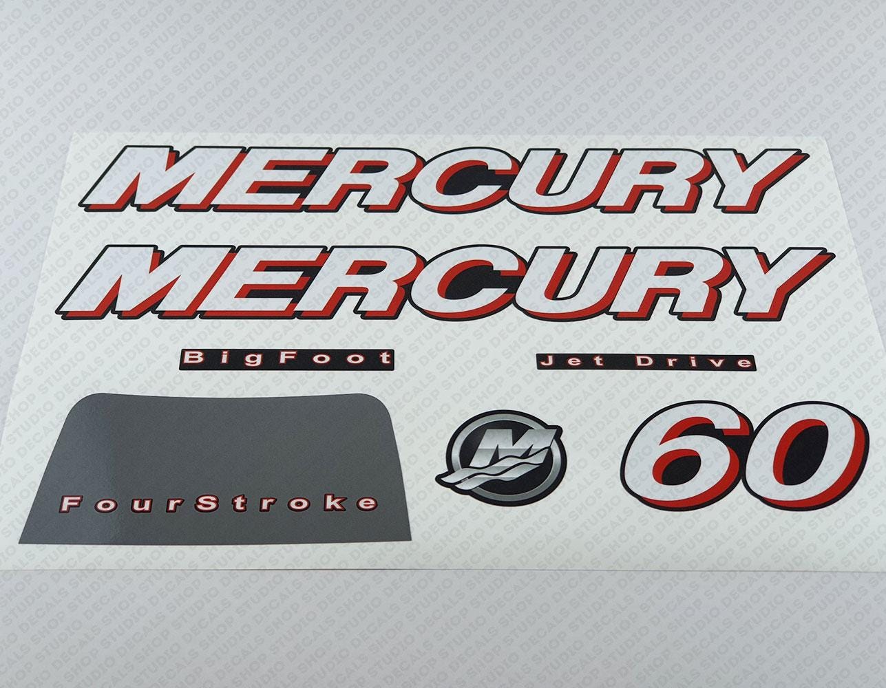 Mercury 30 hp Outboard 1999-2004 Red Aftermarket Reproduction Decal Sticker Set