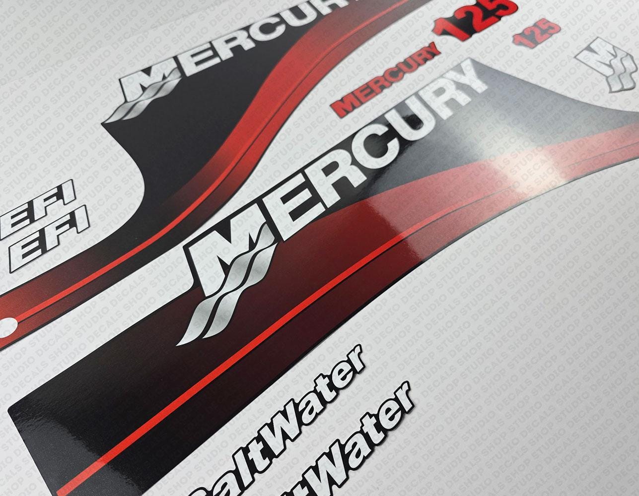 Mercury 125hp EFI Saltwater Outboard Engine Decals Sticker Set ...