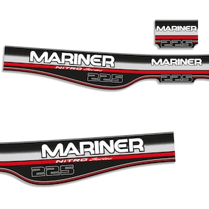 Reproduction d&#39;un jeu d&#39;autocollants pour moteurs hors-bord Mariner 225 ch Nitro Series 1994-1998