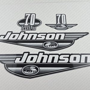 Johnson 70HP Ocean Pro 2000 Gray outboard engine decals sticker set reproduction