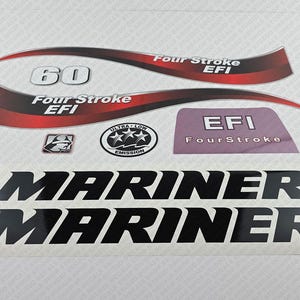 Reproduction d&#39;un jeu d&#39;autocollants pour moteur hors-bord Mariner 60 CV quatre temps EFI 2014