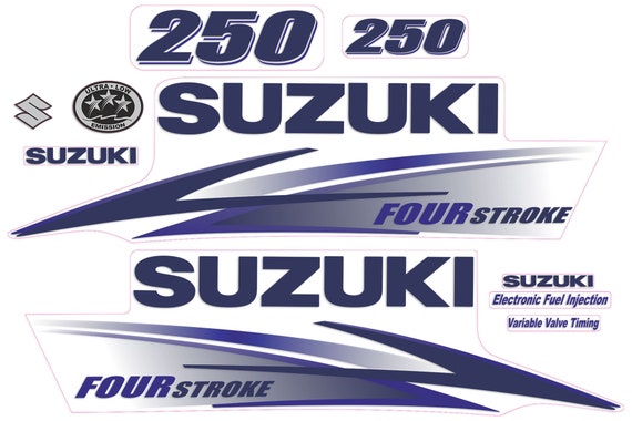 Suzuki DF250 250hp Four Stroke 2010-2013 outboard engine decals sticker set reproduction