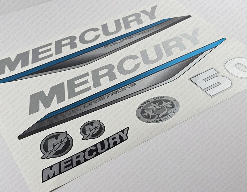 Mercury 50 HP Four Stroke 2019-2022 Outboard Engine Decals Sticker Set ...
