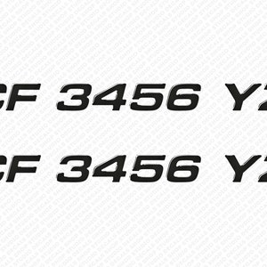 Ebbtide Matching Font Boat Raised Domed Registration Decals Stickers 35.6" by 3" height set of 2