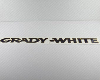 Grady White Boat Logo Gold/Blue Raised Domed Decal Sticker 41.5" x 2.9" 1pcs.