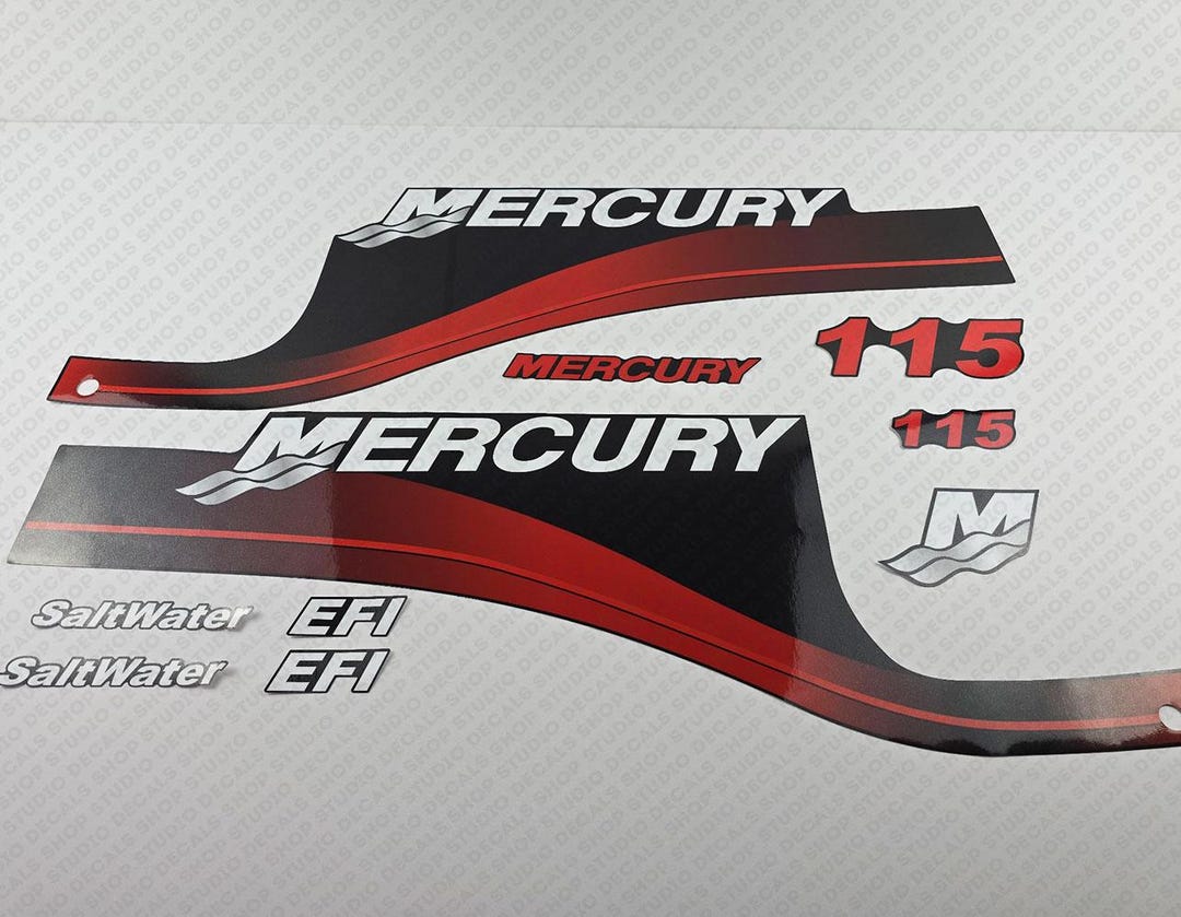 Mercury 115hp EFI Saltwater Outboard Engine Decals Sticker Set ...