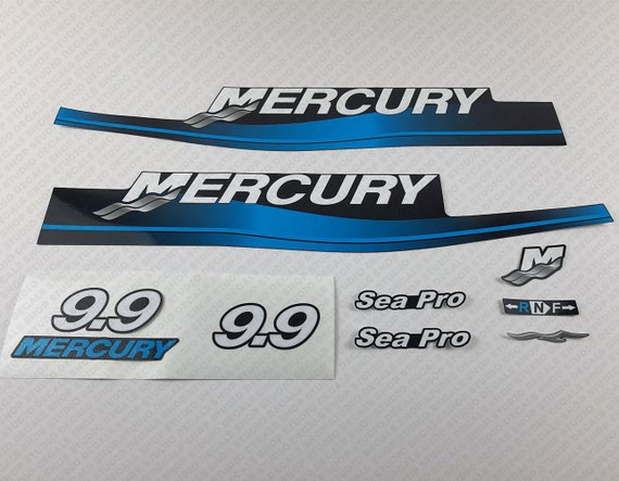 Set Adesivi Per Fuoribordo MERCURY Due Tempi 90 Hp Blu. Kit - Foto 5