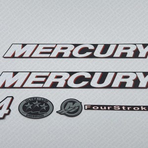 Reproduction d&#39;un jeu d&#39;autocollants pour moteur hors-bord Mercury 4 CV quatre temps