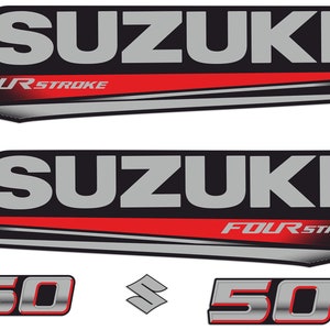 Suzuki DF50 50hp Four Stroke - 2017 outboard engine decals sticker set reproduction